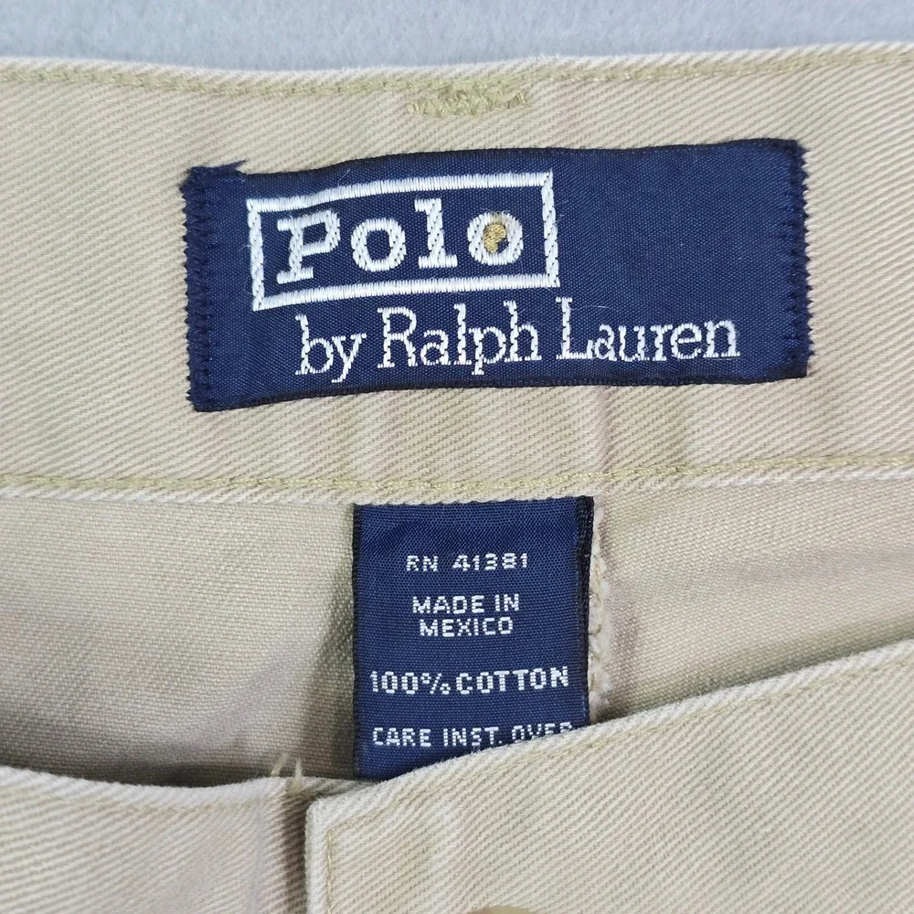 Y2K Polo Ralph Lauren Chino Pants Mens 34x30 Khaki Tan Cotton Twill Straight Leg